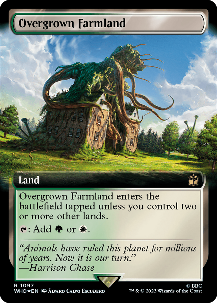 Overgrown Farmland (Extended Art) (Surge Foil) [Doctor Who] Magic: The Gathering