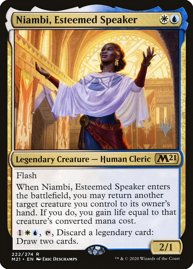 Niambi, Esteemed Speaker (Promo Pack) [Core Set 2021 Promos] Magic: The Gathering