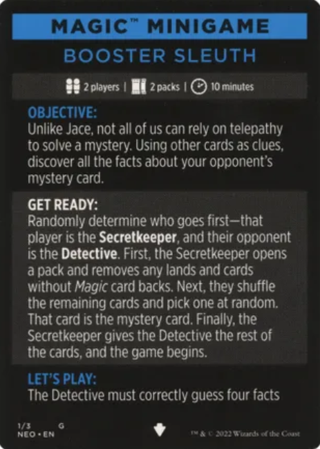 Booster Sleuth (Magic Minigame) [Kamigawa: Neon Dynasty Minigame] Magic: The Gathering