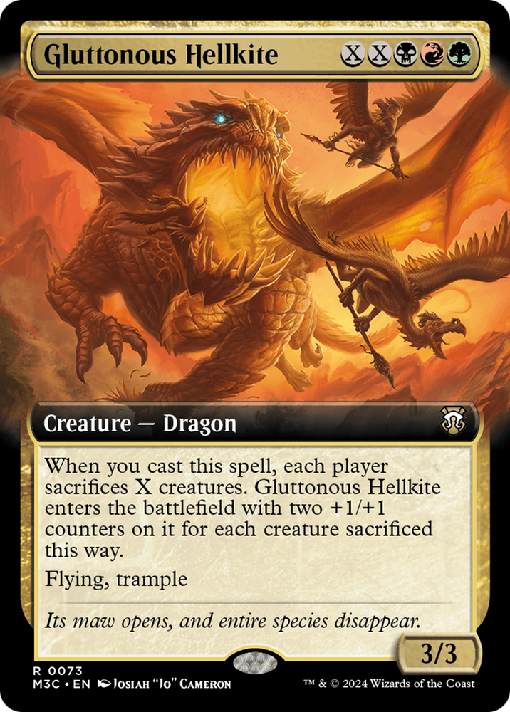 Gluttonous Hellkite (Extended Art) (Ripple Foil) [Modern Horizons 3 Commander] Magic: The Gathering
