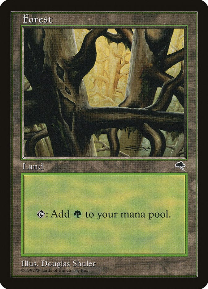 Forest (Black Signature) [Tempest] Magic: The Gathering