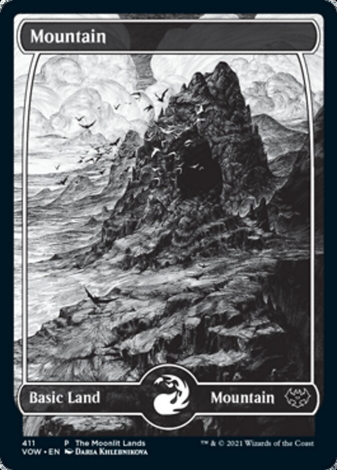 Mountain (The Moonlit Lands) (Foil Etched) [Innistrad: Crimson Vow Promos] Magic: The Gathering