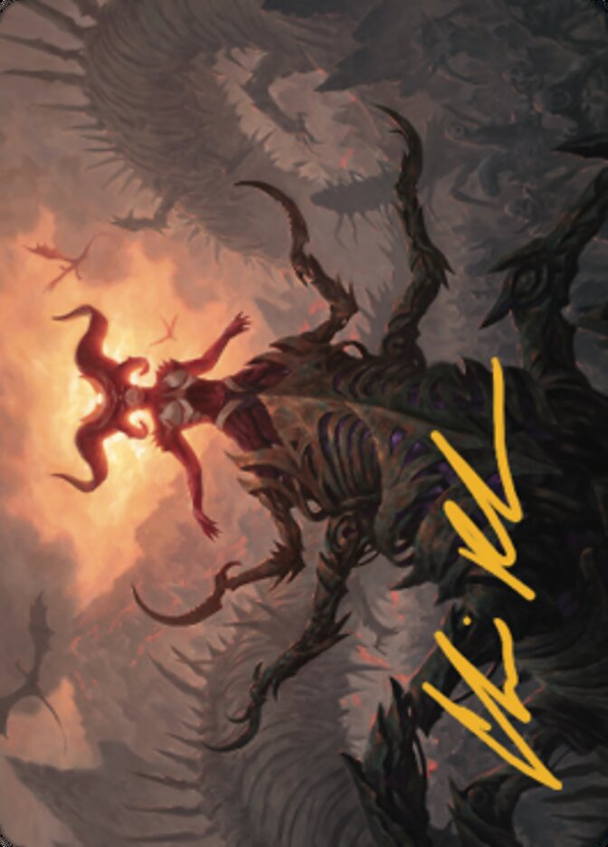 Sheoldred, the Apocalypse Art Card (Gold-Stamped Signature) [Dominaria United Art Series] Magic: The Gathering
