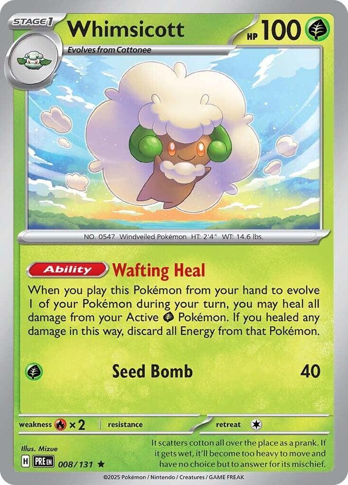 Whimsicott (008/131) [Scarlet & Violet: Prismatic Evolutions] - Pokemon Cards For Your TCG Needs!
