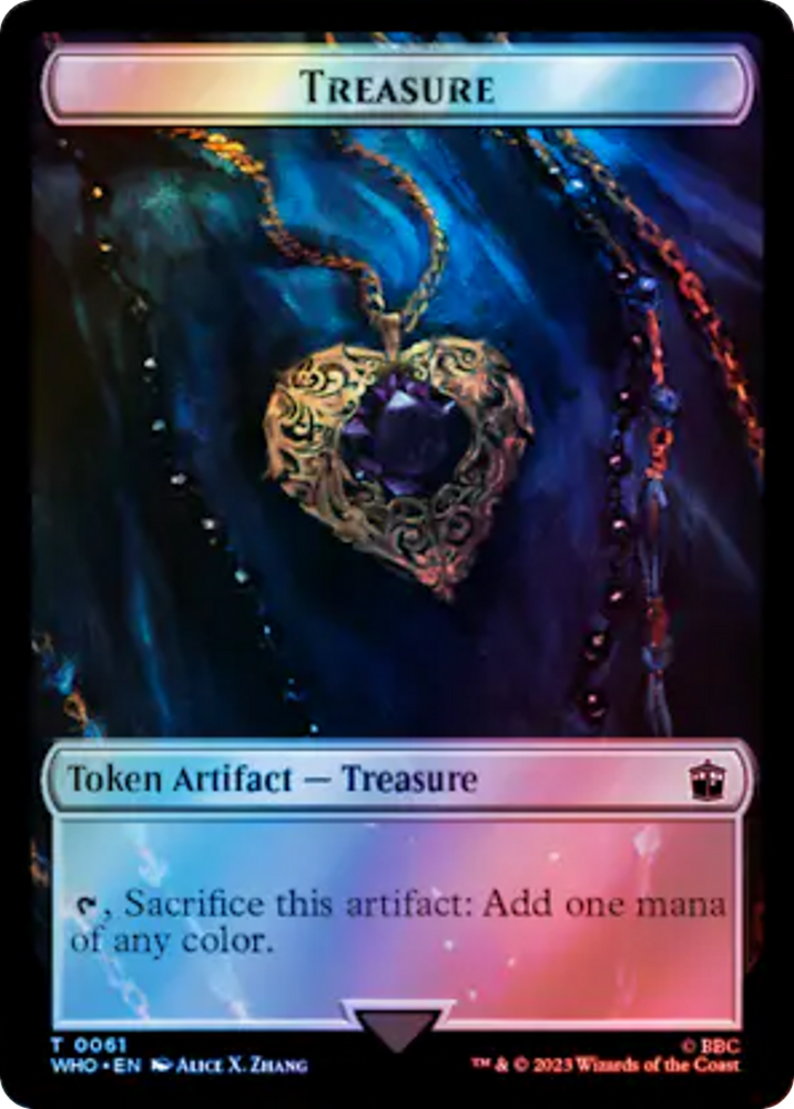 Alien Rhino // Treasure (0061) Double-Sided Token (Surge Foil) [Doctor Who Tokens] Magic: The Gathering