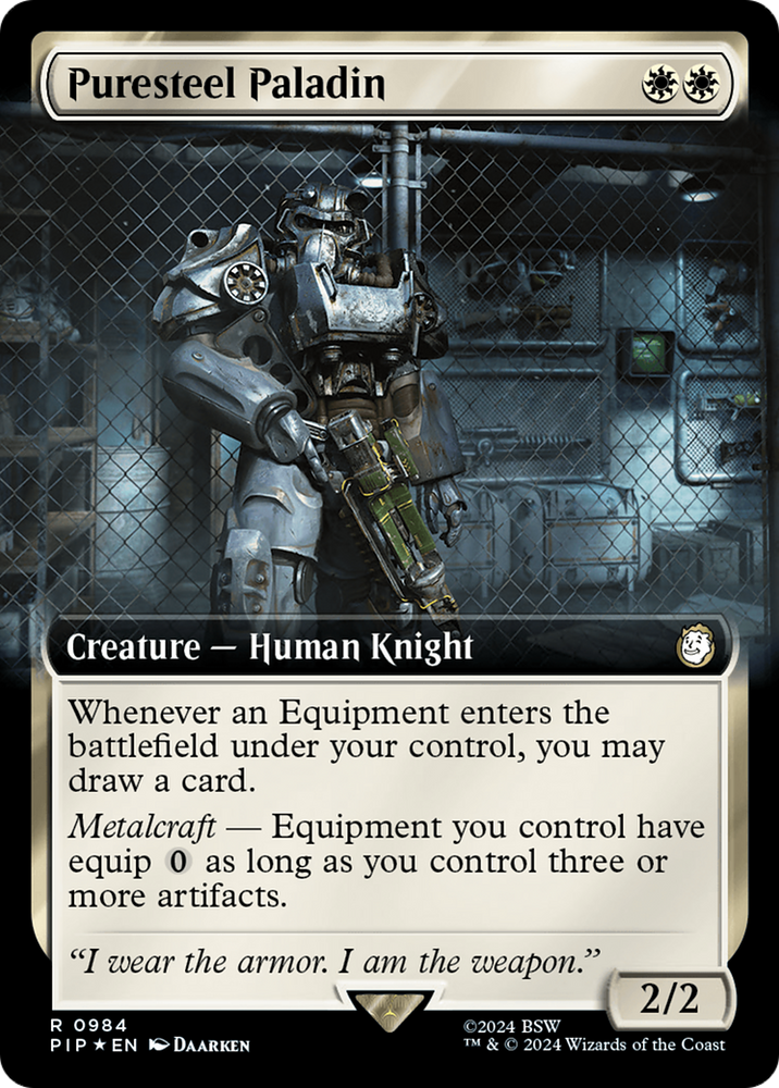 Puresteel Paladin (Extended Art) (Surge Foil) [Fallout] Magic: The Gathering