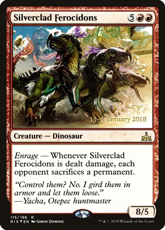 Silverclad Ferocidons [Rivals of Ixalan Prerelease Promos] Magic: The Gathering
