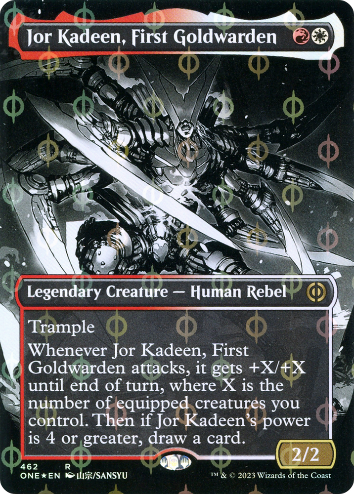 Jor Kadeen, First Goldwarden (Borderless Manga Step-and-Compleat Foil) [Phyrexia: All Will Be One] Magic: The Gathering