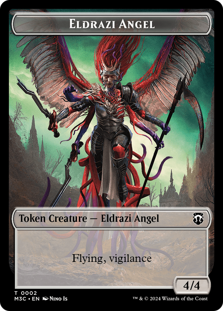 Copy (Ripple Foil) // Eldrazi Angel Double-Sided Token [Modern Horizons 3 Commander Tokens] Magic: The Gathering