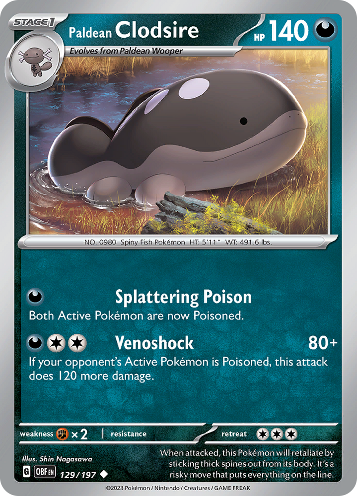 Paldean Clodsire (129/197) [Scarlet & Violet: Obsidian Flames] Pokémon
