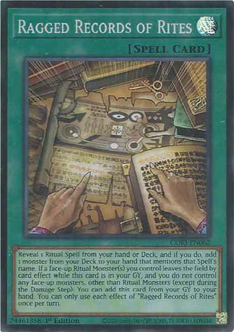 Ragged Records of Rites [CORI-EN062] Super Rare - Yugioh Cards For Your TCG Needs!