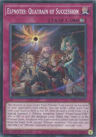 Elfnotes: Quatrain of Succession [CORI-EN072] Common - Yugioh Cards For Your TCG Needs!