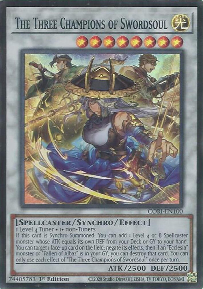 The Three Champions of Swordsoul [CORI-EN100] Super Rare - Yugioh Cards For Your TCG Needs!