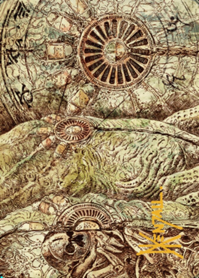 Phyrexian Processor Art Card (Gold-Stamped Signature) [The Brothers' War Art Series] Magic: The Gathering