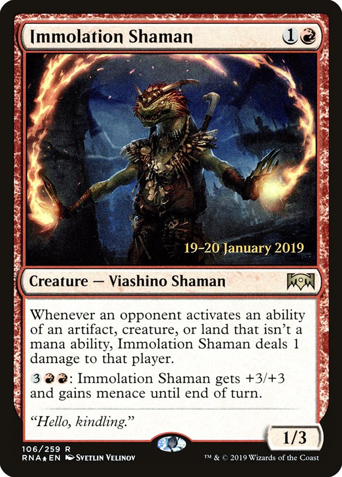 Immolation Shaman [Ravnica Allegiance Prerelease Promos] Magic: The Gathering