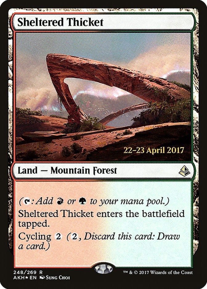 Sheltered Thicket [Amonkhet Prerelease Promos] Magic: The Gathering