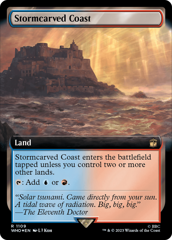 Stormcarved Coast (Extended Art) (Surge Foil) [Doctor Who] Magic: The Gathering
