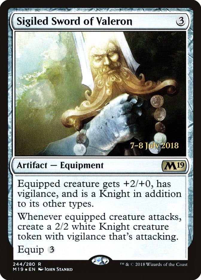 Sigiled Sword of Valeron [Core Set 2019 Prerelease Promos] Magic: The Gathering