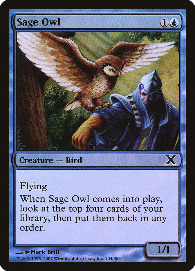 Sage Owl (Premium Foil) [Tenth Edition] Magic: The Gathering