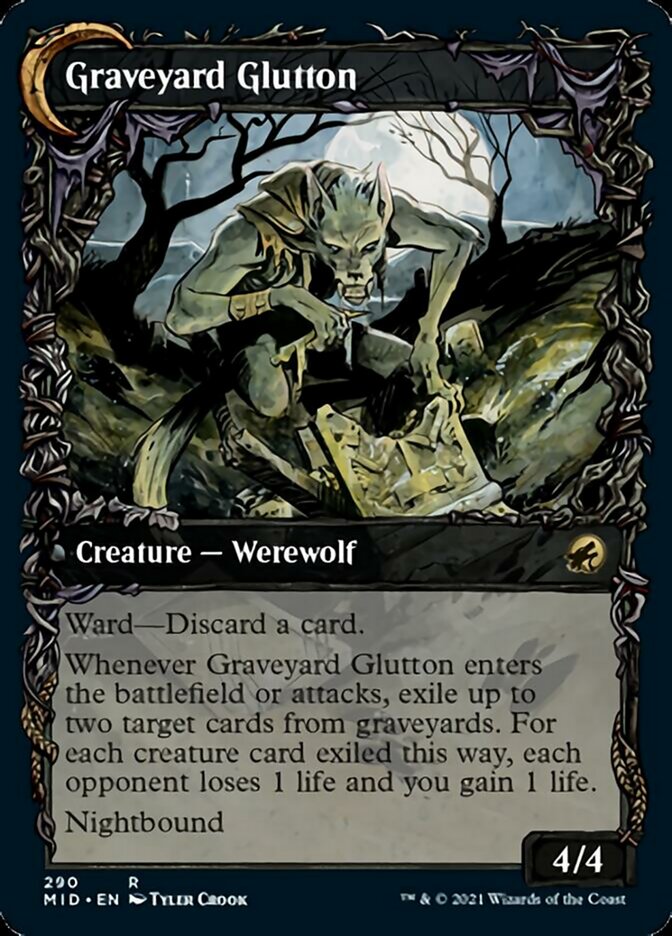 Graveyard Trespasser // Graveyard Glutton (Showcase Equinox) [Innistrad: Midnight Hunt] Magic: The Gathering