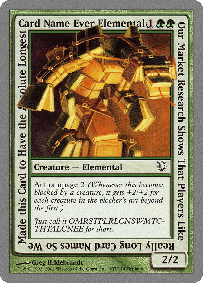 Our Market Research Shows That Players Like Really Long Card Names So We Made this Card to Have the Absolute Longest Card Name Ever Elemental [Unhinged] Magic: The Gathering