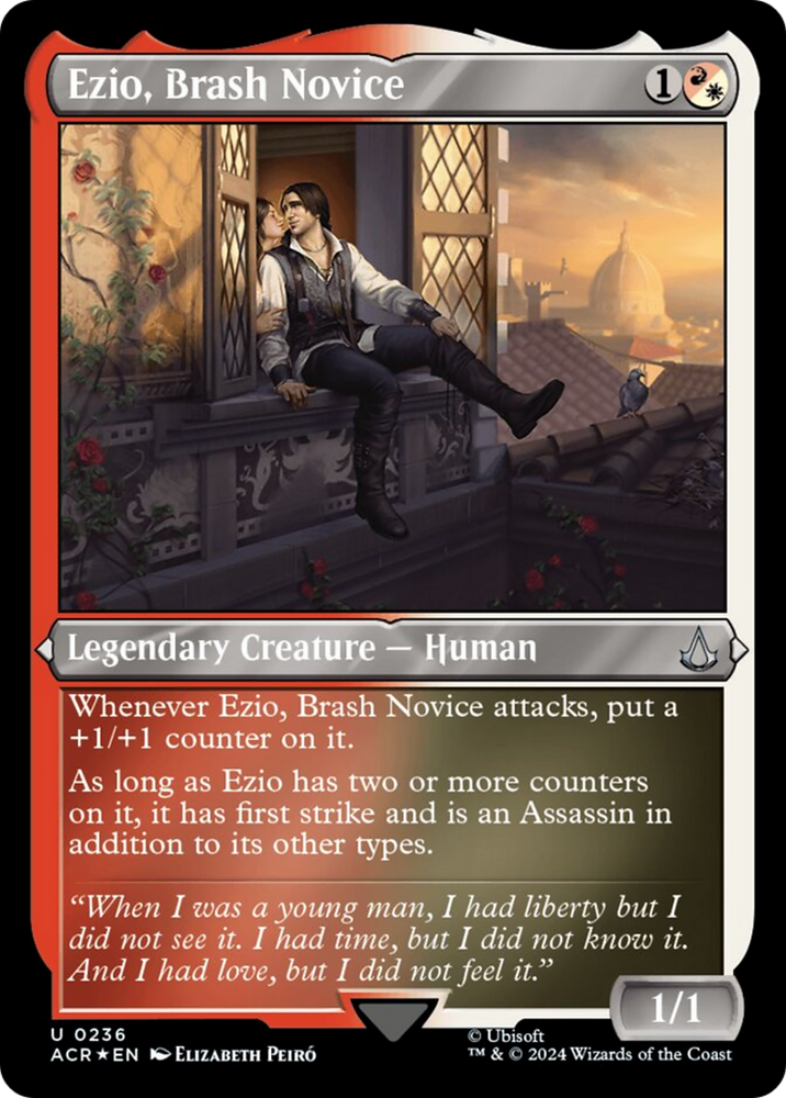 Ezio, Brash Novice (Foil Etched) [Assassin's Creed] Magic: The Gathering
