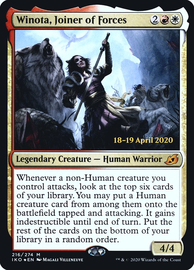 Winota, Joiner of Forces [Ikoria: Lair of Behemoths Prerelease Promos] Magic: The Gathering