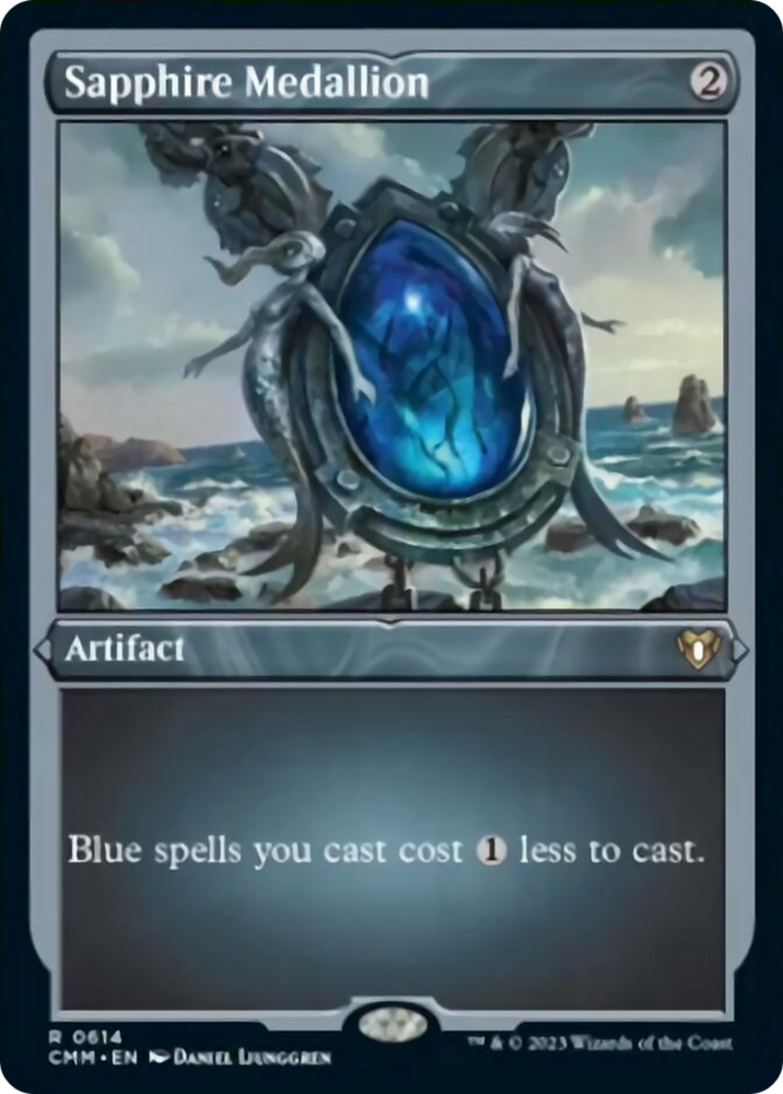 Sapphire Medallion (Foil Etched) [Commander Masters] Magic: The Gathering