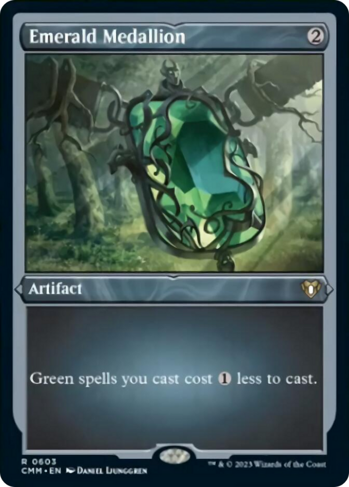 Emerald Medallion (Foil Etched) [Commander Masters] Magic: The Gathering