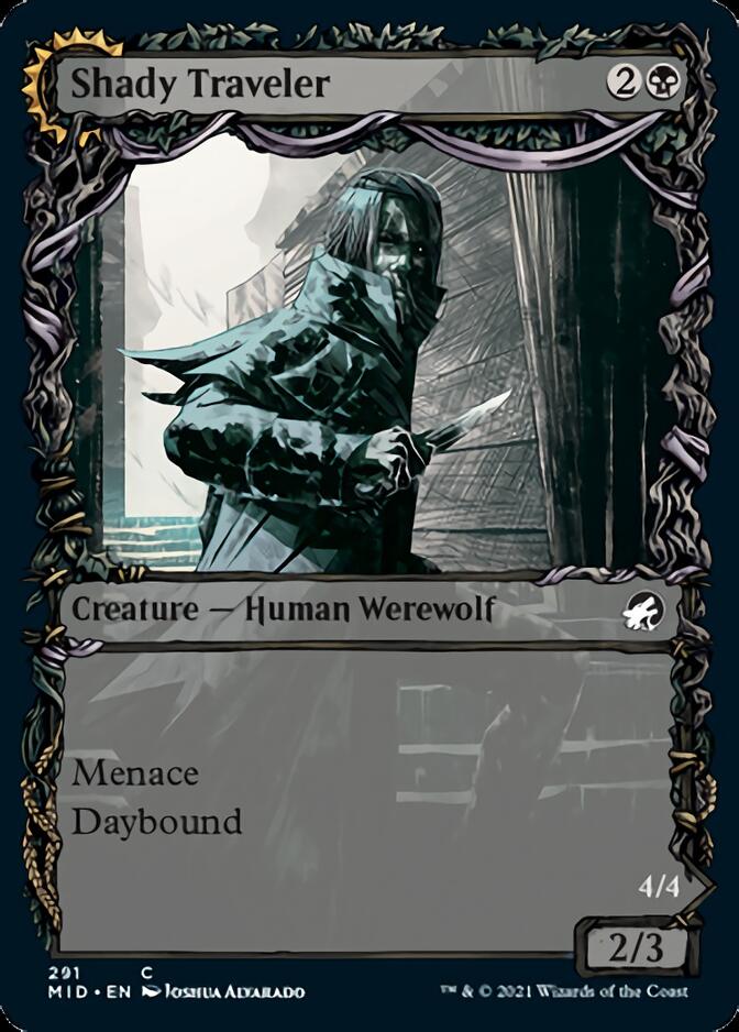Shady Traveler // Stalking Predator (Showcase Equinox) [Innistrad: Midnight Hunt] Magic: The Gathering