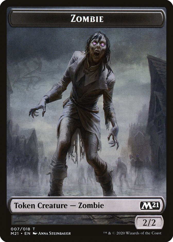Cat (020) // Zombie Double-Sided Token [Core Set 2021 Tokens] Magic: The Gathering