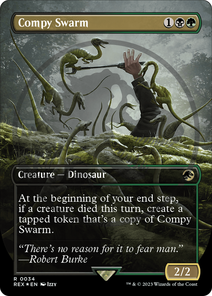 Compy Swarm (Emblem) (Borderless) [Jurassic World Collection Tokens] Magic: The Gathering