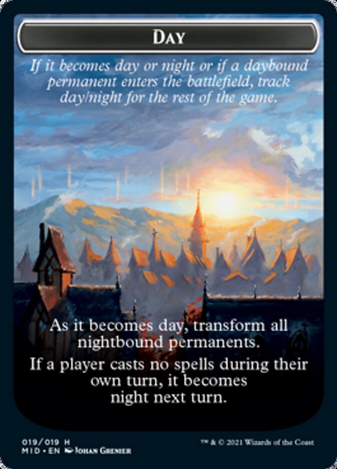 Day // Night Double-Sided Token [Innistrad: Midnight Hunt Tokens] Magic: The Gathering