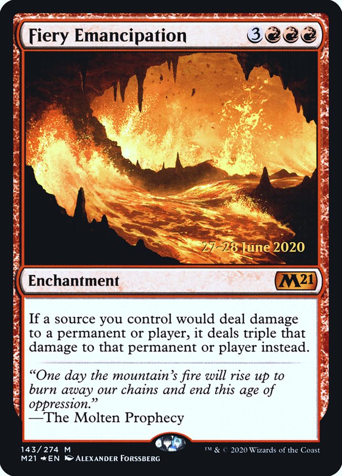 Fiery Emancipation [Core Set 2021 Prerelease Promos] Magic: The Gathering