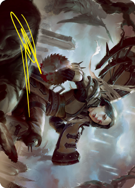 Sawblade Slinger Art Card (Gold-Stamped Signature) [Innistrad: Crimson Vow Art Series] Magic: The Gathering