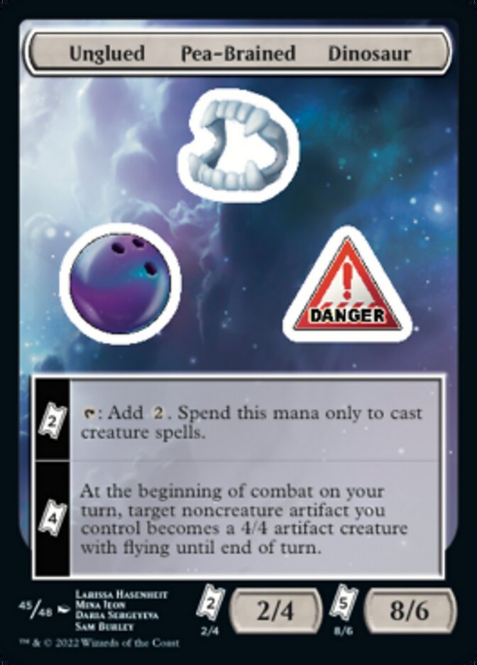 Unglued Pea-Brained Dinosaur [Unfinity Stickers] Magic: The Gathering