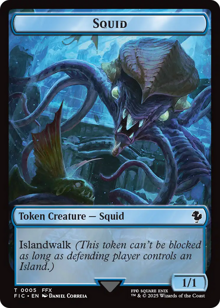 Spirit // Squid Double-Sided Token (Surge Foil) [FINAL FANTASY Commander Tokens] Magic: The Gathering