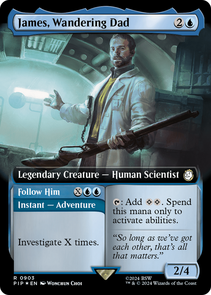 James, Wandering Dad // Follow Him (Extended Art) (Surge Foil) [Fallout] Magic: The Gathering