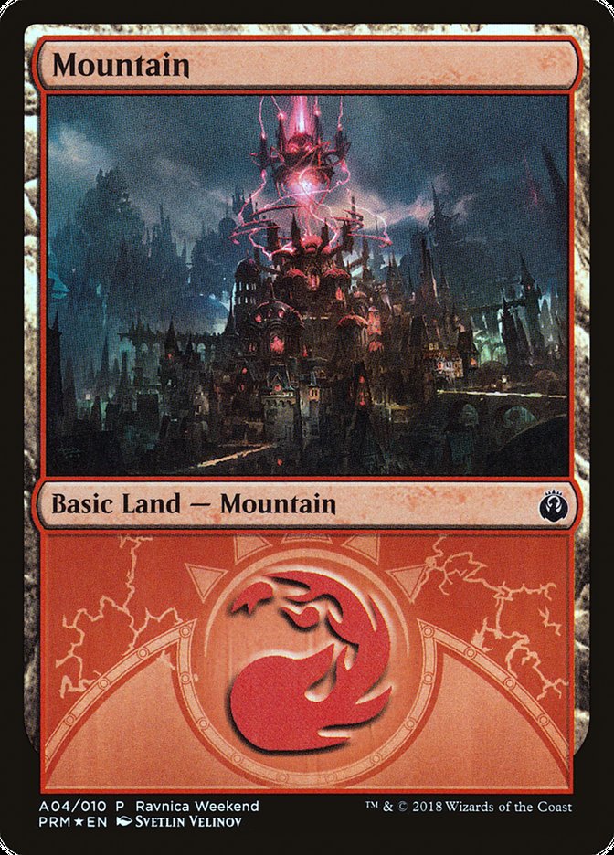 Mountain (A04) [Ravnica Allegiance Ravnica Weekend] Magic: The Gathering