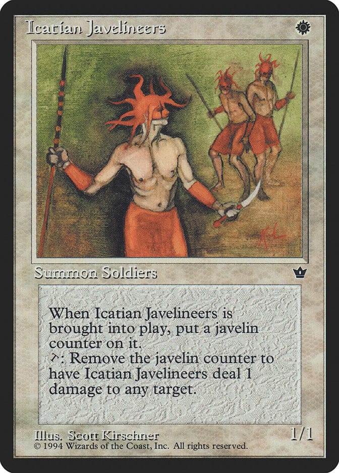 Icatian Javelineers (Scott Kirschner) [Fallen Empires] Magic: The Gathering