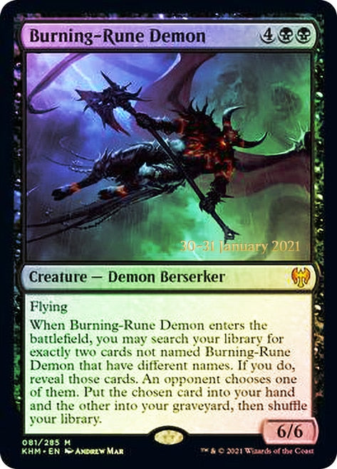 Burning-Rune Demon [Kaldheim Prerelease Promos] Magic: The Gathering