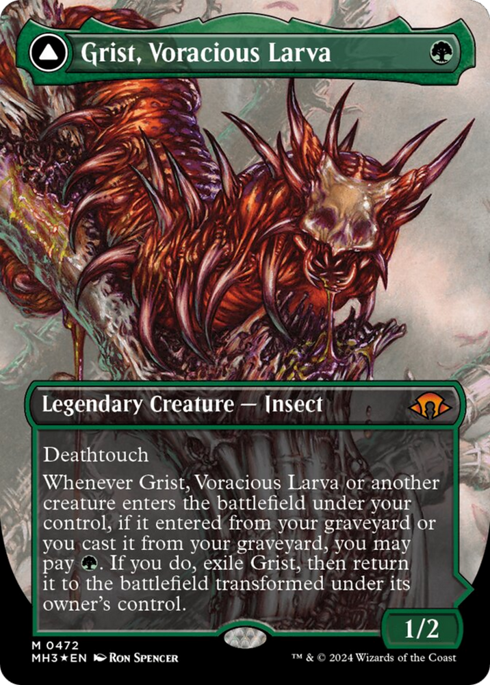 Grist, Voracious Larva // Grist, the Plague Swarm (Borderless) (Textured Foil) [Modern Horizons 3] Magic: The Gathering