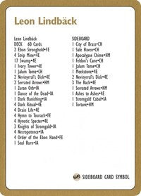 1996 Leon Lindback Decklist Card [World Championship Decks] Magic: The Gathering