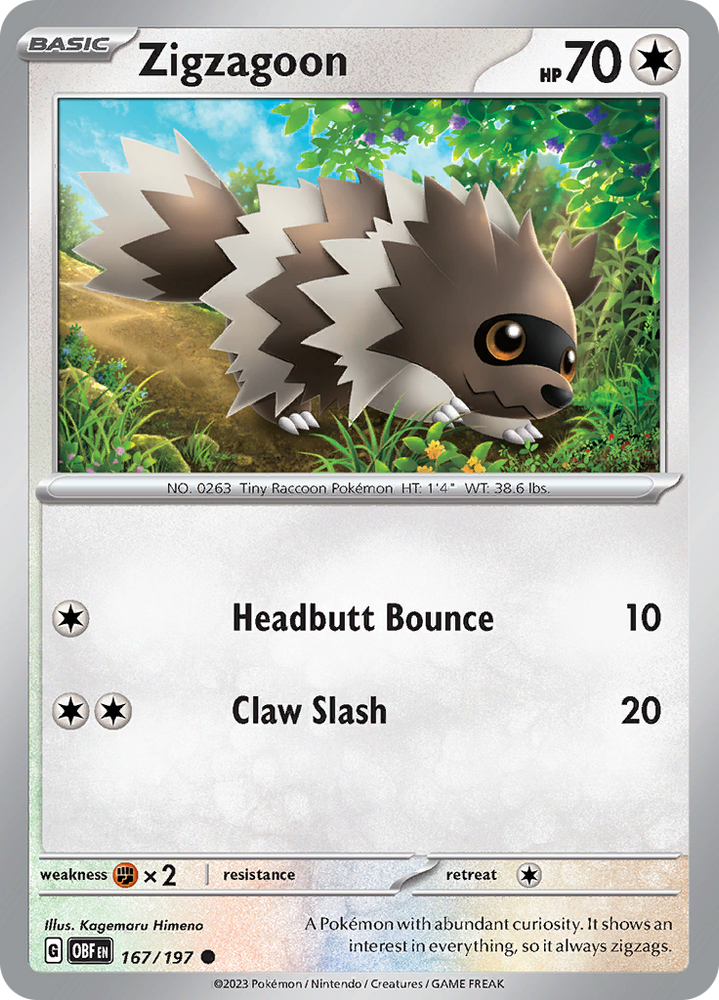 Zigzagoon (167/197) [Scarlet & Violet: Obsidian Flames] Pokémon