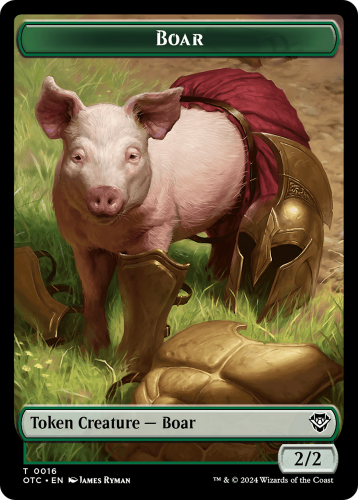 Boar // Manifest Double-Sided Token [Outlaws of Thunder Junction Commander Tokens] Magic: The Gathering