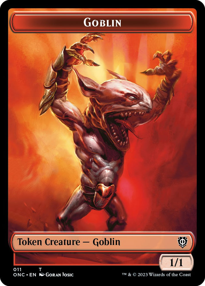 Rebel // Goblin Double-Sided Token [Phyrexia: All Will Be One Commander Tokens] Magic: The Gathering