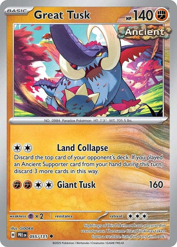 Great Tusk (055/131) [Scarlet & Violet: Prismatic Evolutions] - Pokemon Cards For Your TCG Needs!