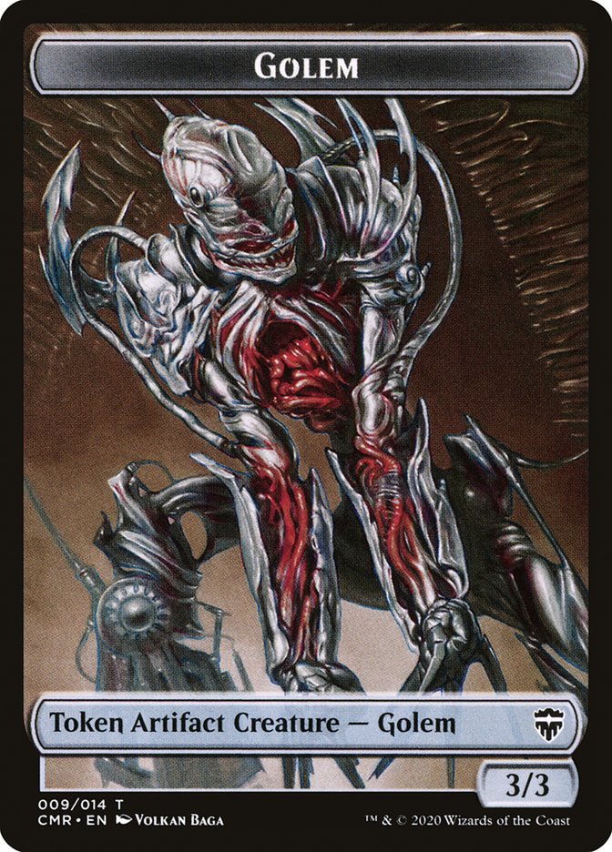 Golem // Rock Double-Sided Token [Commander Legends Tokens] Magic: The Gathering