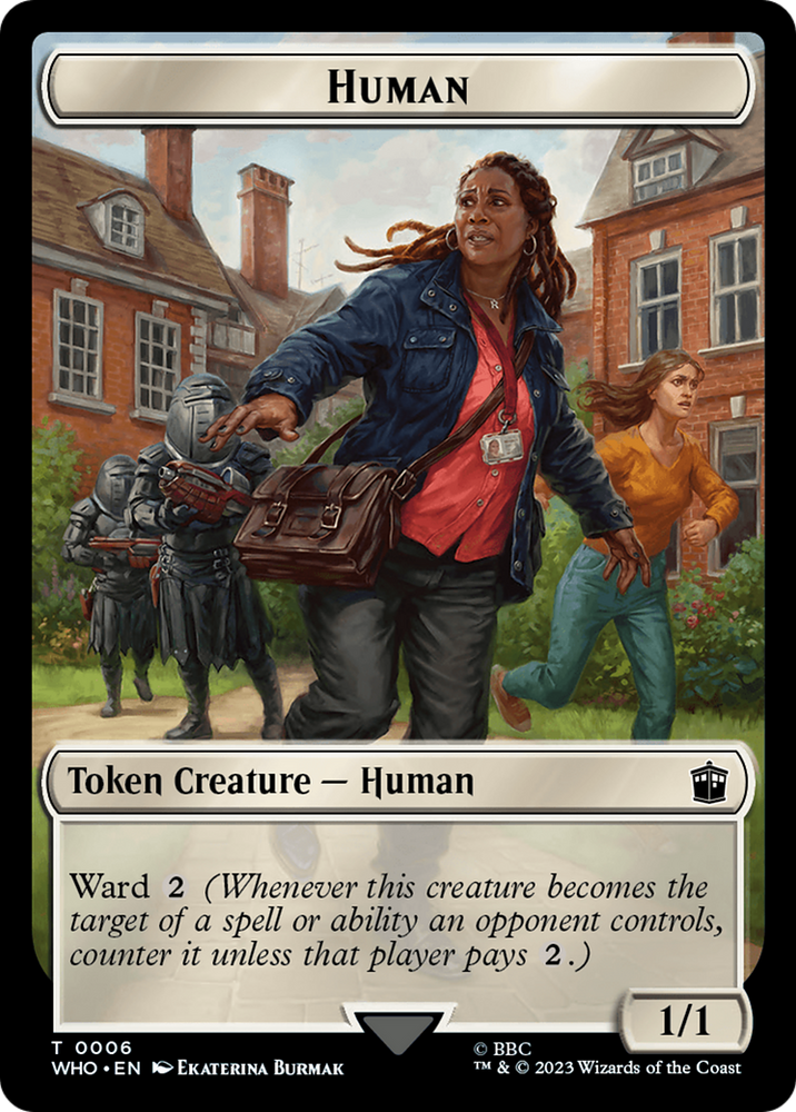 Human (0006) // Clue (0022) Double-Sided Token [Doctor Who Tokens] Magic: The Gathering