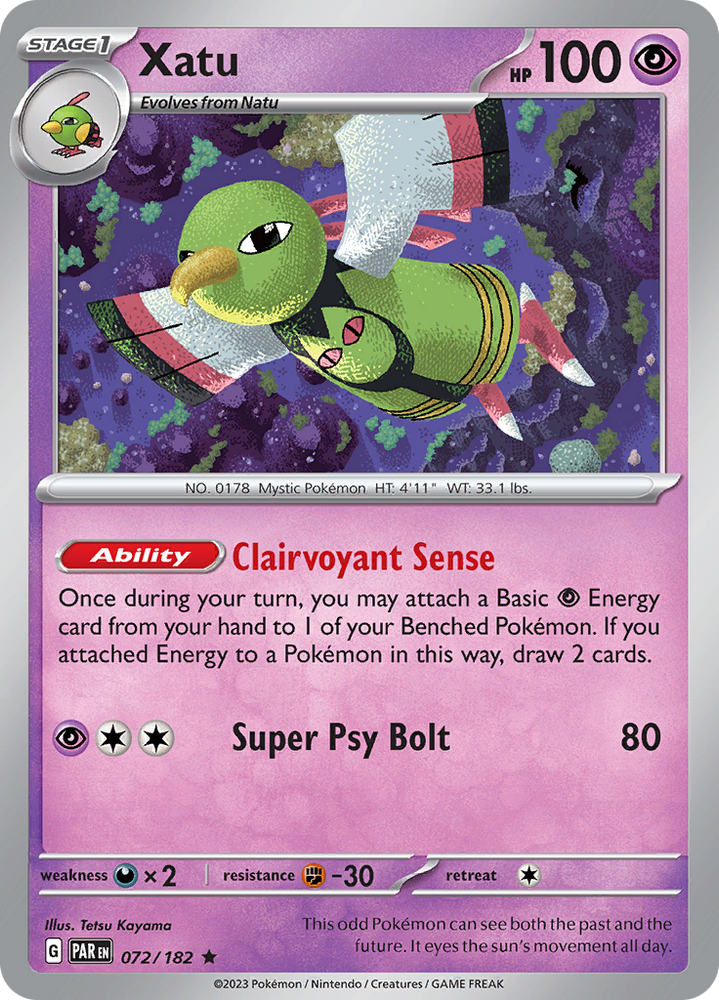 Xatu (072/182) [Scarlet & Violet: Paradox Rift] - Pokemon Cards For Your TCG Needs! Pokémon